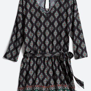 Printed Romper with waist tie
